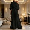Set da 2 Pezzi Outfit Estivo da Donna Top Scollo a Barca Manica Corta Pantaloni Lunghi a Vita Alta Gamba Larga Oversize Set Tuta da Casa Colore Puro