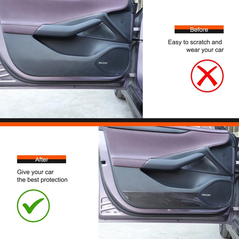 For Xiaomi SU7 2024+ Soft Carbon Fiber Car Front Door Anti-Kick Sticker Panel Decorative Cover Car Interior Accessories