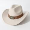 Cappello da cowboy western unisex unico con tesa arrotolata e sommità a forma di cuore, adatto per autunno e inverno