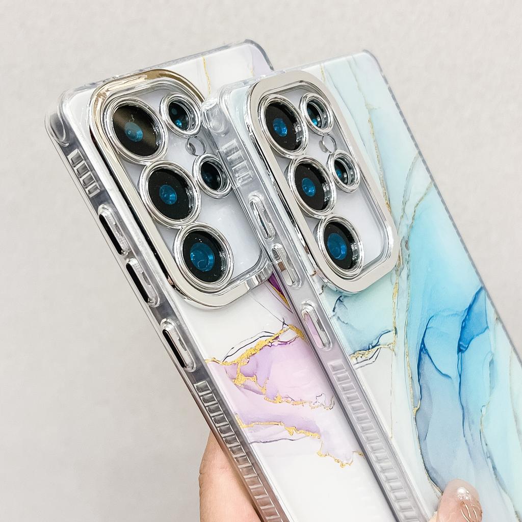 Electroplated IMD marble pattern is suitable for Samsung S25ULTRA mobile phone case S24FE fine hole gradual change smudge A26/56