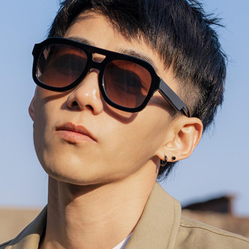 European and American double beam one-piece sunglasses retro fashion ins Internet celebrity sunglasses men's trend versatile street shot glasses