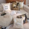 New Hot Stamping Pillow Cover Gold Leaf Letter Print Pillow Cover Short Plush Living Room Bedroom Cushion Cover