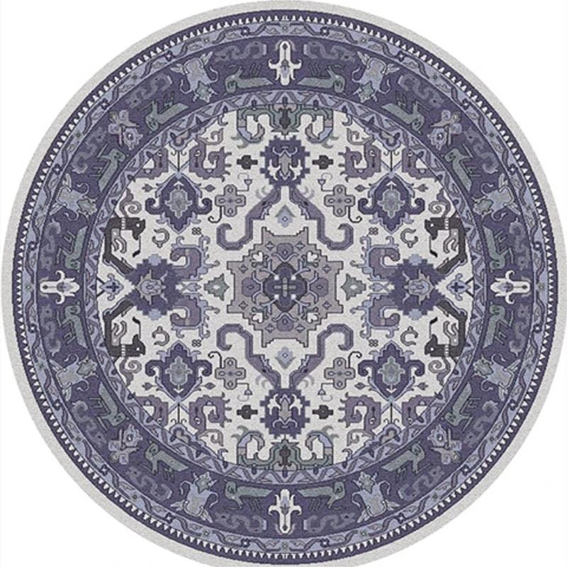 Tappeto Rotondo Orientale Vintage Classico Motivo Floreale Etnico Morbido Antiscivolo Lavabile per Soggiorno Decorazione Casa