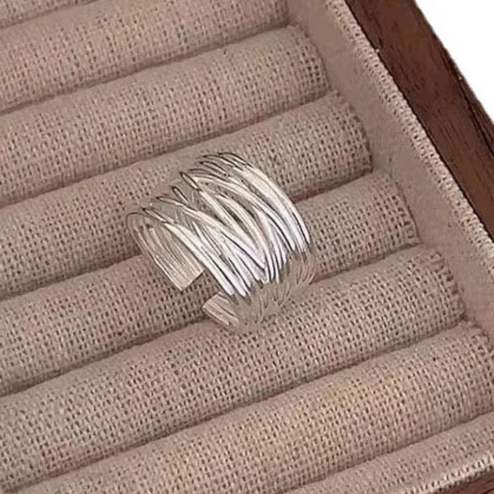 925 Silver Rings for Women Geometric Handmade Irregular Strip Ring Fashion Jewelry Gift