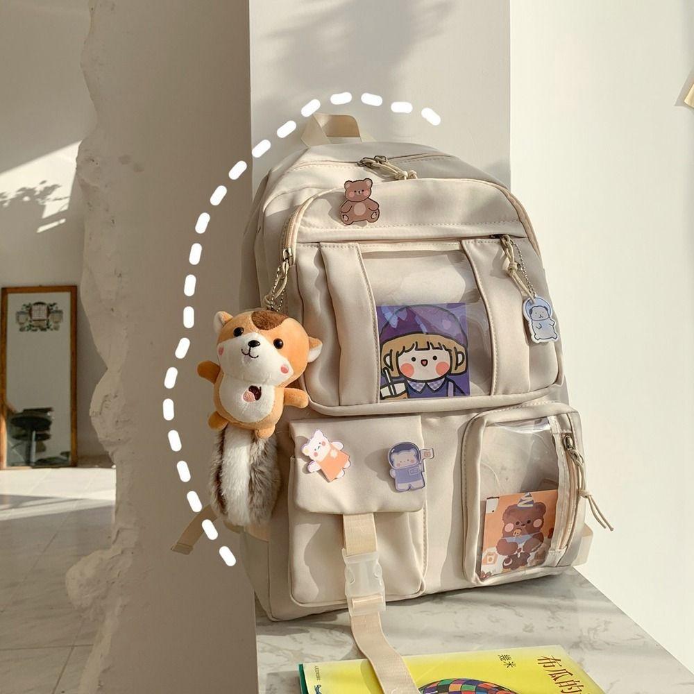 

Student Large Capacity Multi-Pocket Children Schoolbags School Bags Shoulders Bag Kids Backpacks Beige