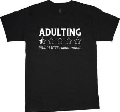 Funny Mens Shirts Adulting One Star Review Mens Graphic Tees Humor Jokes