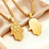 Fatima Hand Stainless Steel Pendant Necklace With Zircon, Vintage Premium Ladies Jewelry 2337