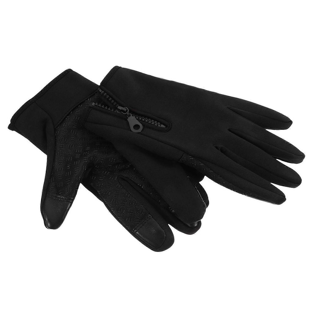 Waterproof Windproof Gloves Thermal Winter Warm Fleece Full Finger Touch Screen XL Black 1Pair
