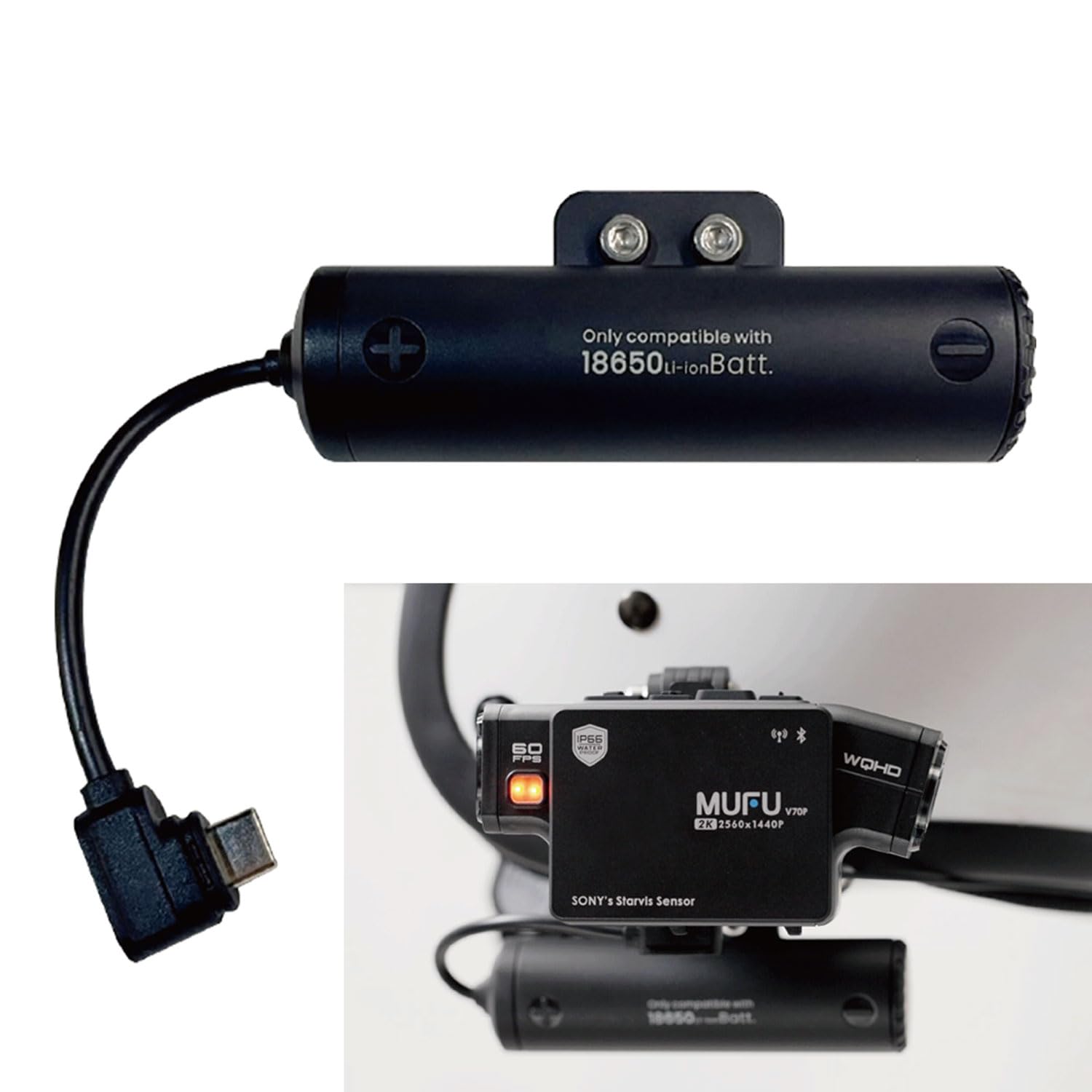 

Внешний аккумуляторный отсек MF-BDVR002 Литий-ионный аккумулятор 18650/3,7 В, совместимый с креплением на клипсе для шлема, видеорегистратор для велосипеда MUFU MF-OP04