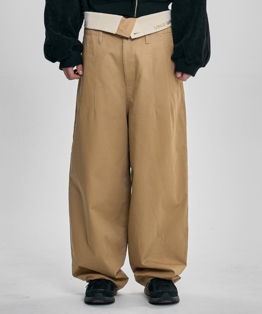 AJOBYAJO High Waist Oversized Pants [Beige]