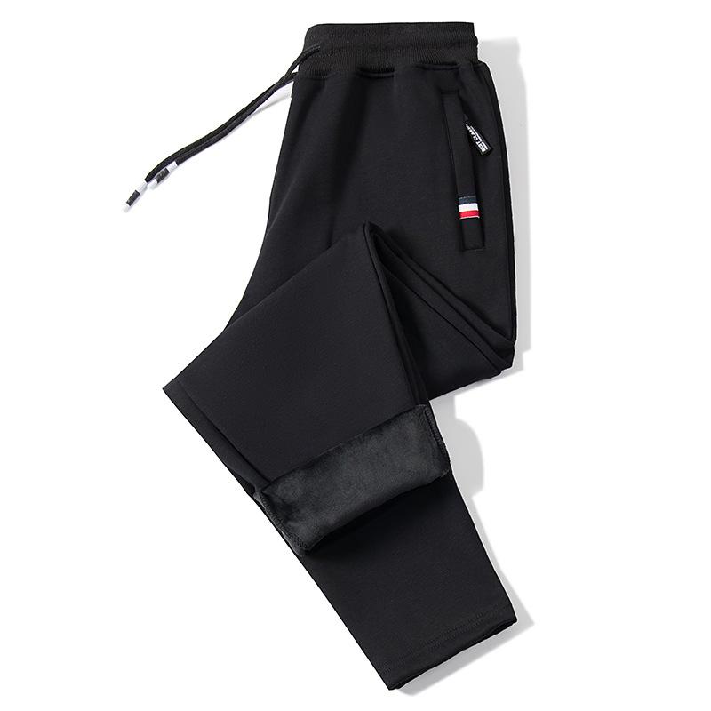 Men's Plus Size Fleece-Lined Winter Sports Sweatpants with Zip Pockets