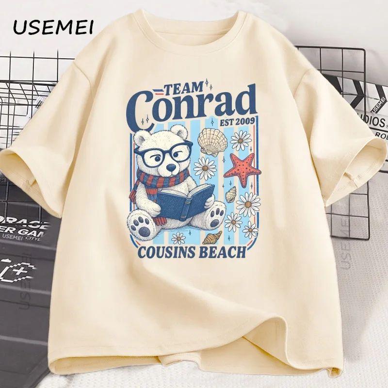 Cute Cartoon Print Short-sleeved Cotton Crew Neck Top Beach T-shirt Fashion Casual Loose Streetwear Oversized Top Unisex