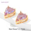 9mm*13.5mm 18K Gold Plated Brass Heart Charms Pendant,Crystal Glass Charms Pendants For Earring Making,DIY Jewelry Materials