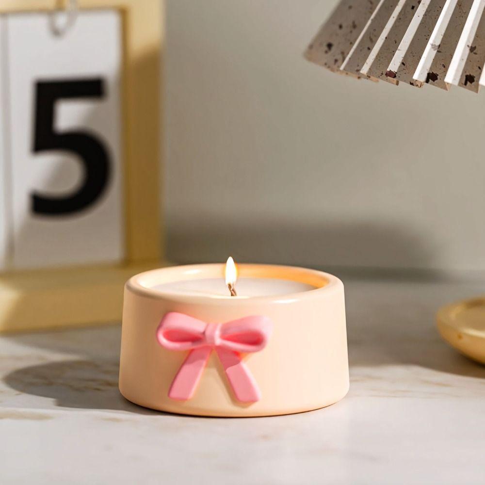 Bow Pattern Candle Cup Mold Non-Stick Candlestick Mold Portable Storage Jar Mould  Candle Making