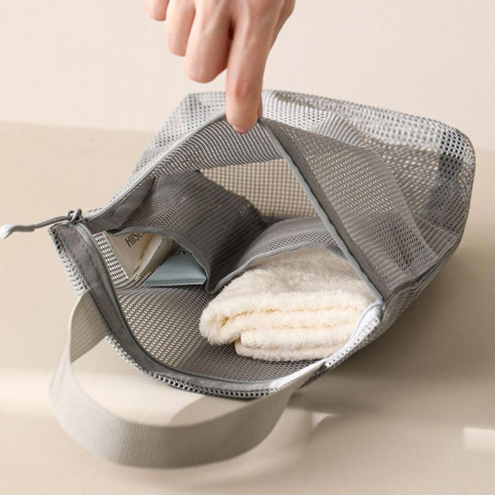 Large Capacity Mesh Toiletry Bag Breathable Washing Handbag Portable Toiletry Storage Bag Girls