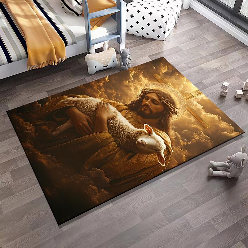 Heavenly Figure with Lamb Rug Non-slip rug suitable for living room and bedroom sofas.