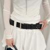 Black White Women's Belt Pu Leather Dress Jeans Belt Ins Style Wide Waist Belt  Girls
