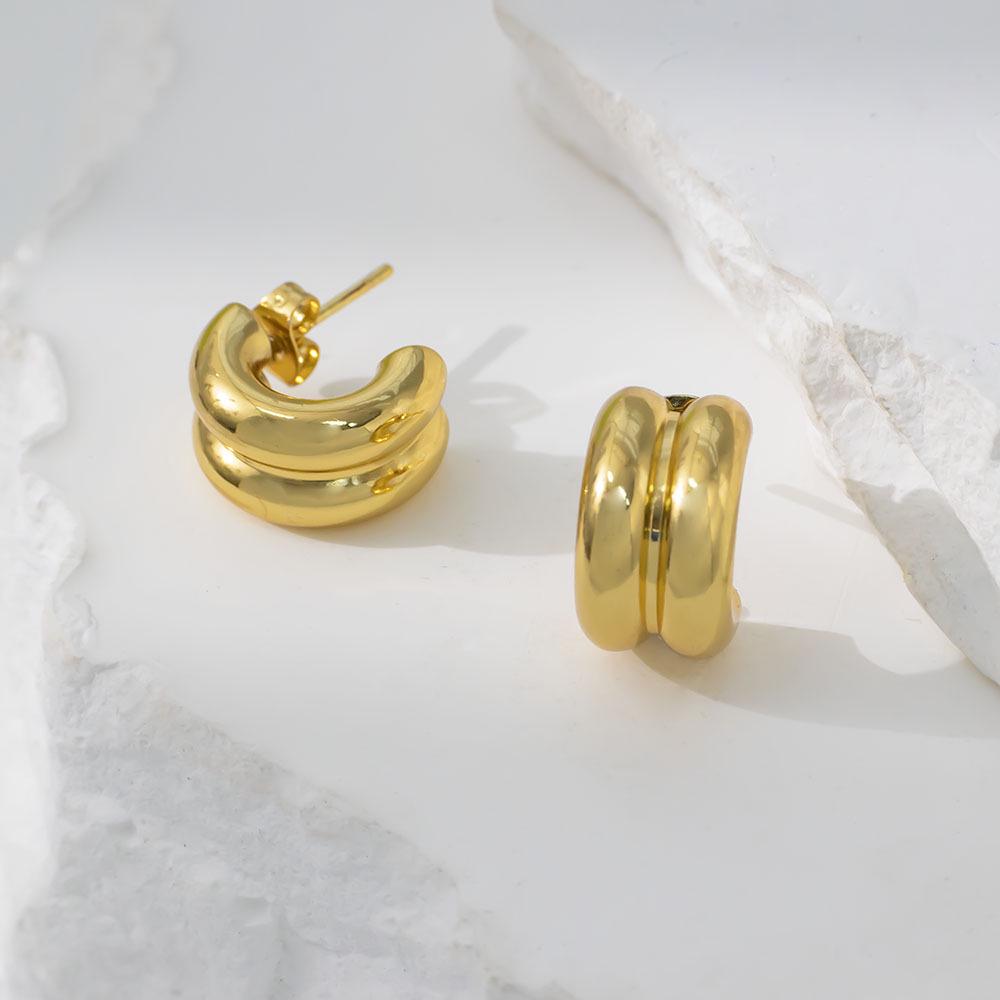 Gold-Plated Titanium Steel Polka Dot Square Earrings