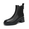 New square head British style short boots leather CM thick heel Chelsea boots children's black soft-soled Martin boots