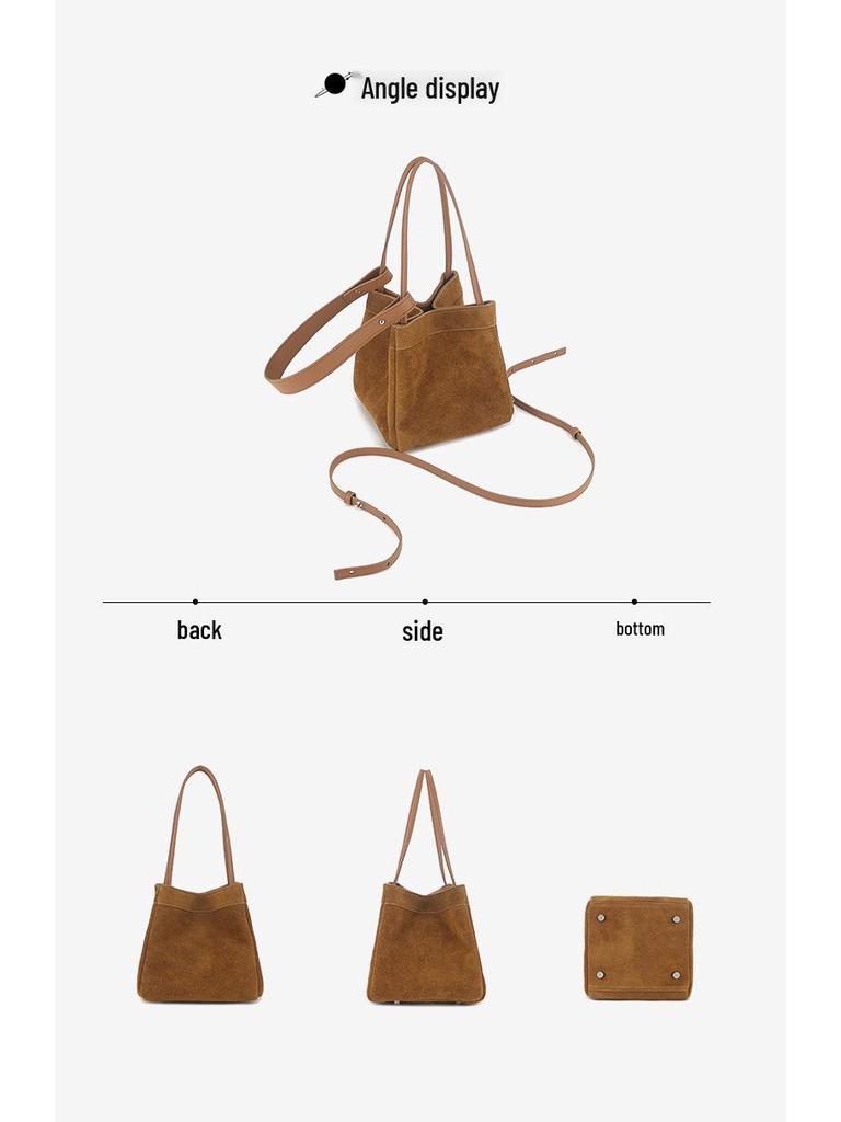 Gefrostete Rindsleder Schulter-Umhängetasche - Retro Herbst/Winter High-End Mode Nische Damen-Tasche.