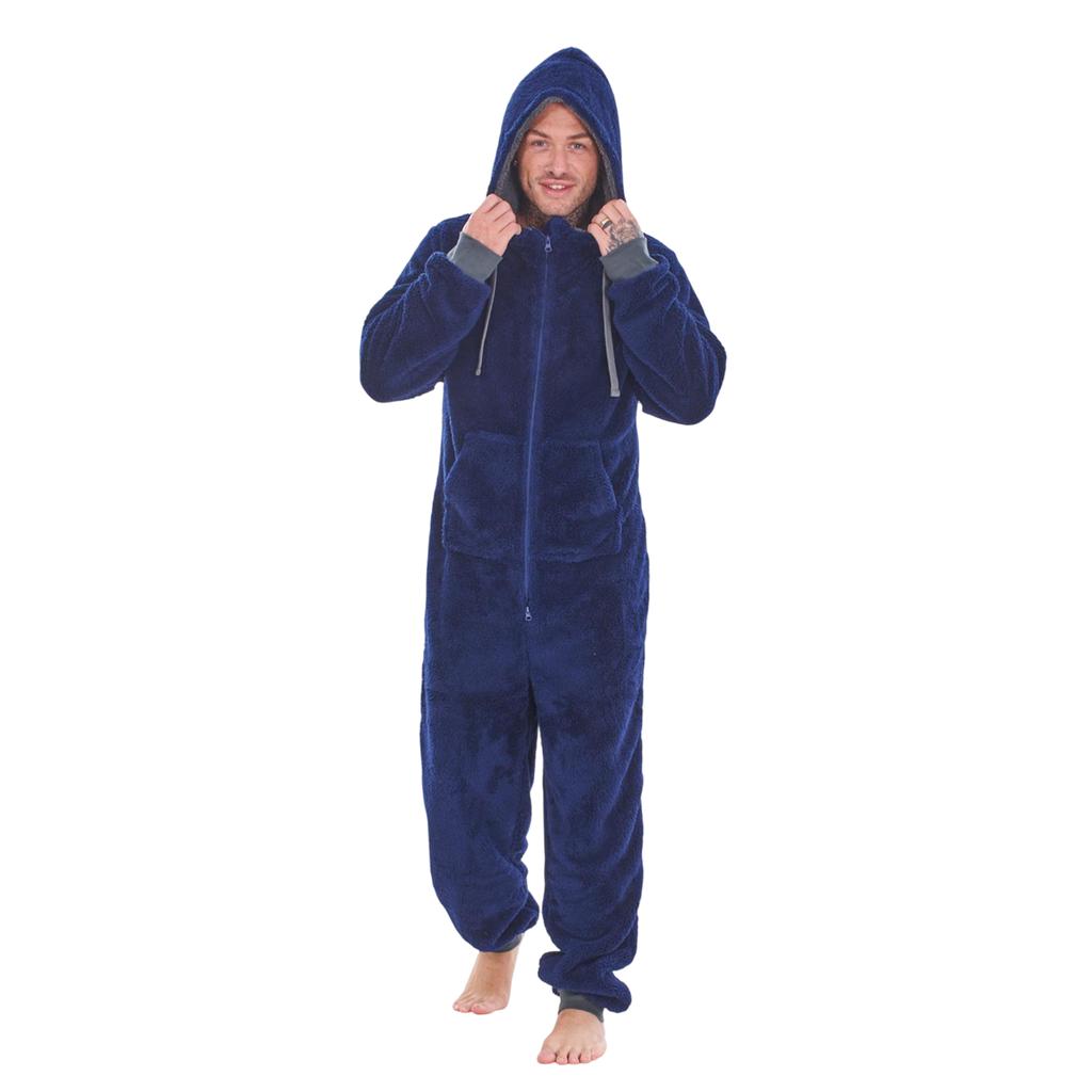 Keanu Men's Hooded Fleece Contrast Trim Jumpsuit