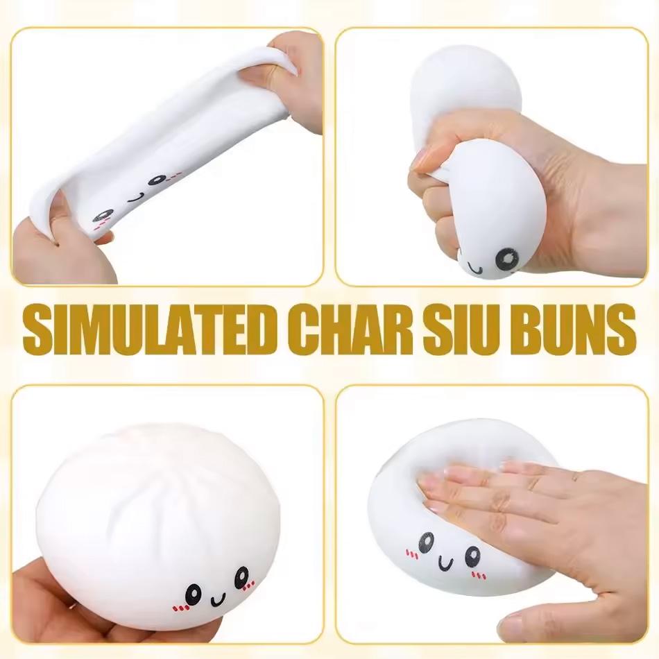 Bolas de Estresse de Dumpling Brinquedo Sensorial Fidget Comida de Simulação com Pequeno Cozinhador de Vapor Bola de Massa para Apertar Brinquedo de Mão para Alívio do Estresse