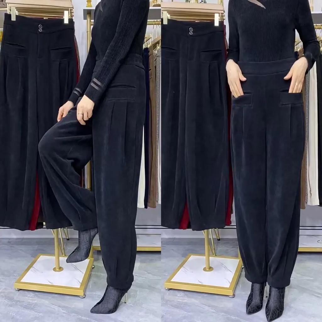 Autumn Winter  Women's High-Waisted Corduroy Chenille Harem Pants Lantern Pants Loose Fit