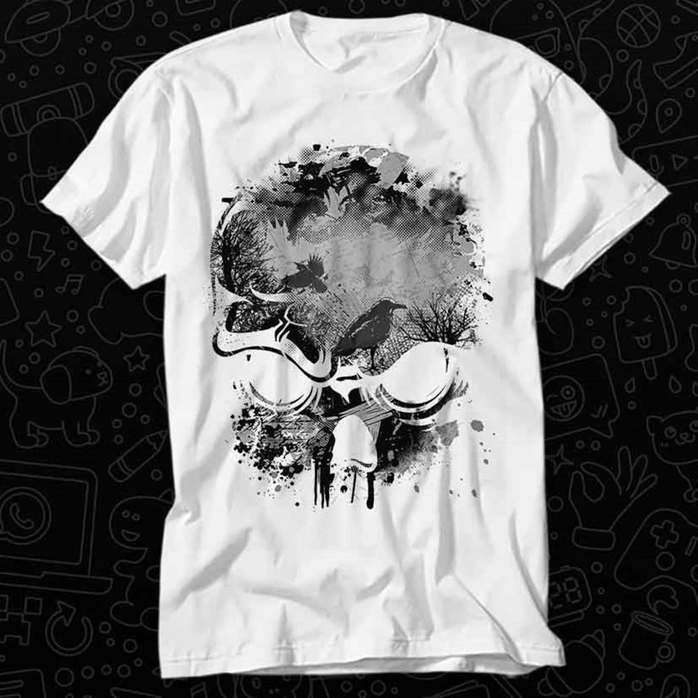 26 Skull with Crows Grunge T Shirt Gift For Womens Mens Unisex Top Adult Tee Vi Unisex T-Shirt XXXL
