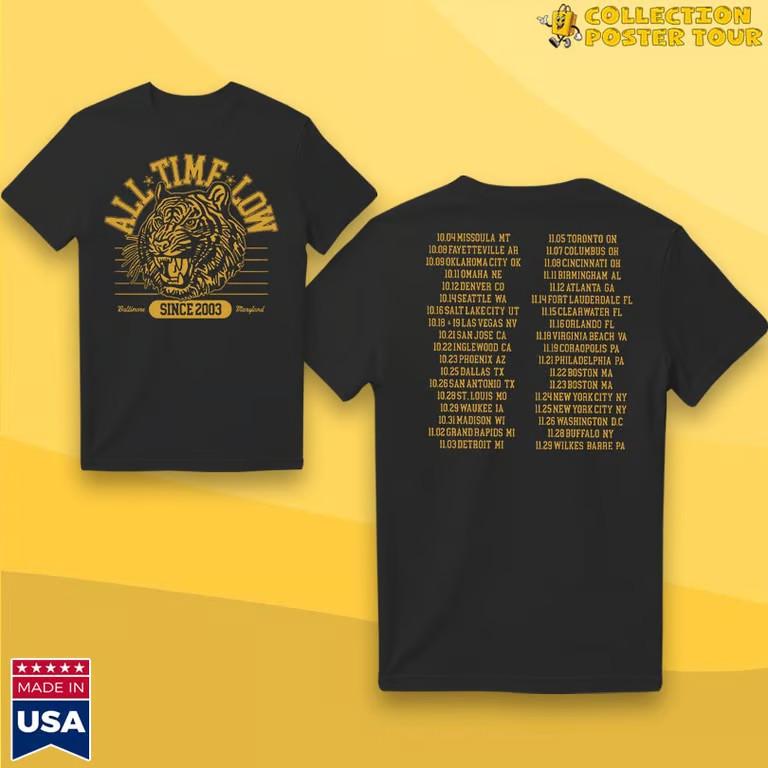 All Time Low Tiger Dateback 2025 T-Shirt Unisex T-Shirt XXL