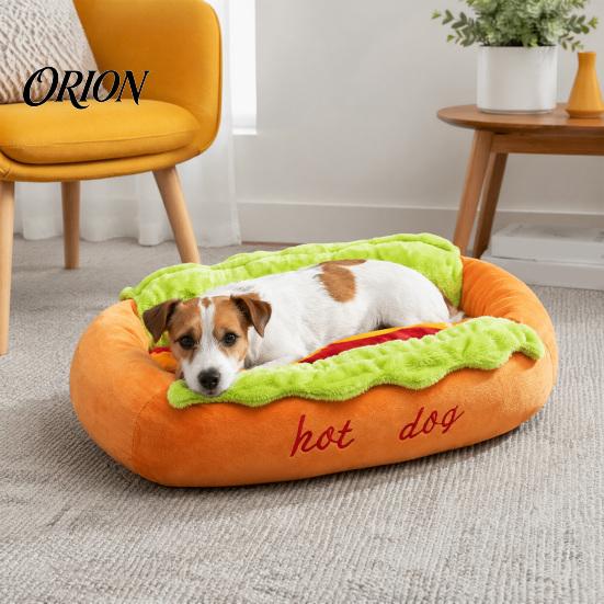 Non Slip Dog Bed for Tile Floors Hot Bed, Cute Cozy Snuggle Removable Washable Pad, Funny Soft Corduroy Pet Nest Bun Plush Small Dogs Cats Sofa Cover