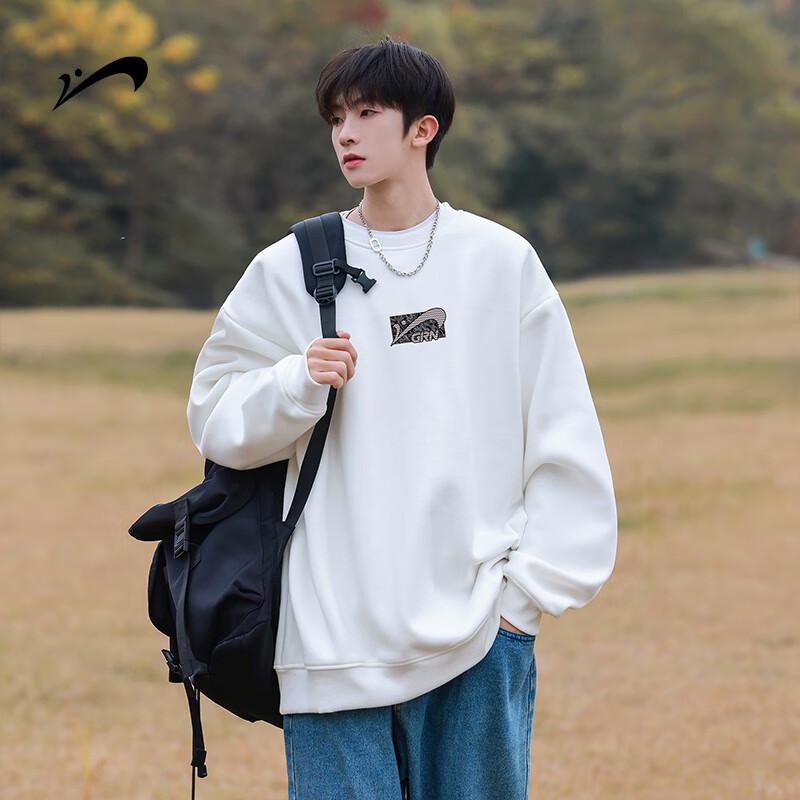 Guirenniao Men's Loose Fit Round Neck Pullover Sweatshirt