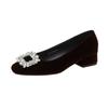 W 2218-60 Gentle Fairy Wind Single Shoes Women 2025 New French Temperament Elegant Rhinestone Thick Heel Evening Shoes