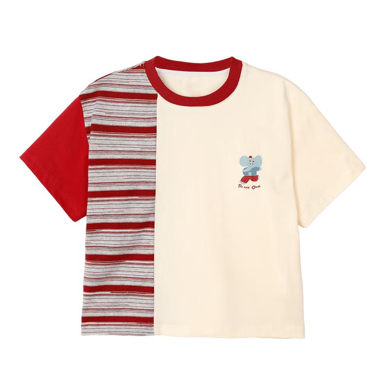 LUSONLUSON Boys Striped Short-Sleeve T-Shirt 130 абрикосовый