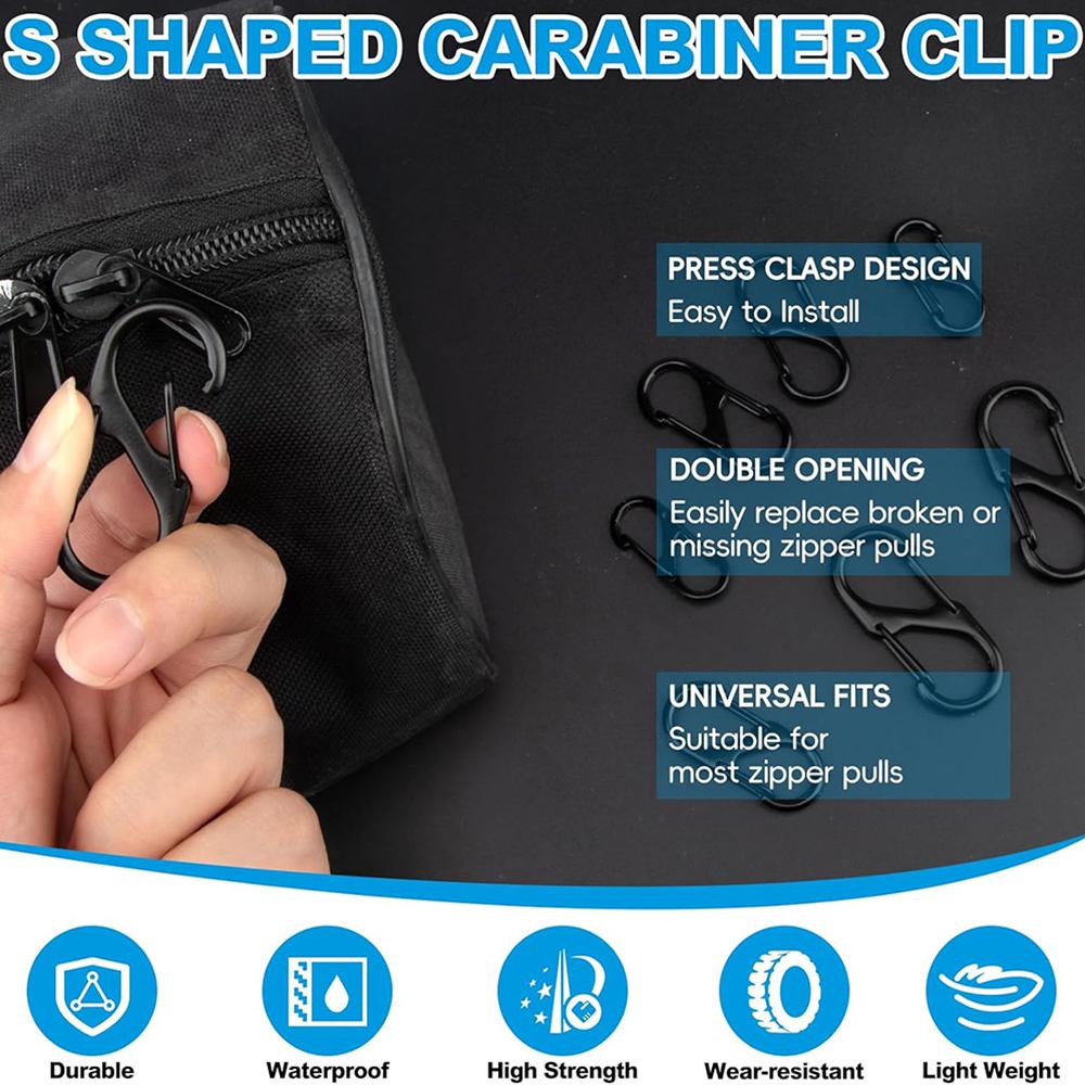 15Pcs Zipper Clips Anti Theft Zipper Pull Replacement Backpack Zipper Pulls Keep Closed Carabiner Clip for Luggage Suitcase