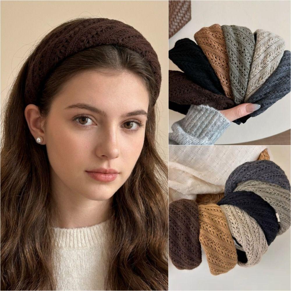Knit Woolen Hairband Solid Color Warm Hair Band Cute Knitted Headband Winter