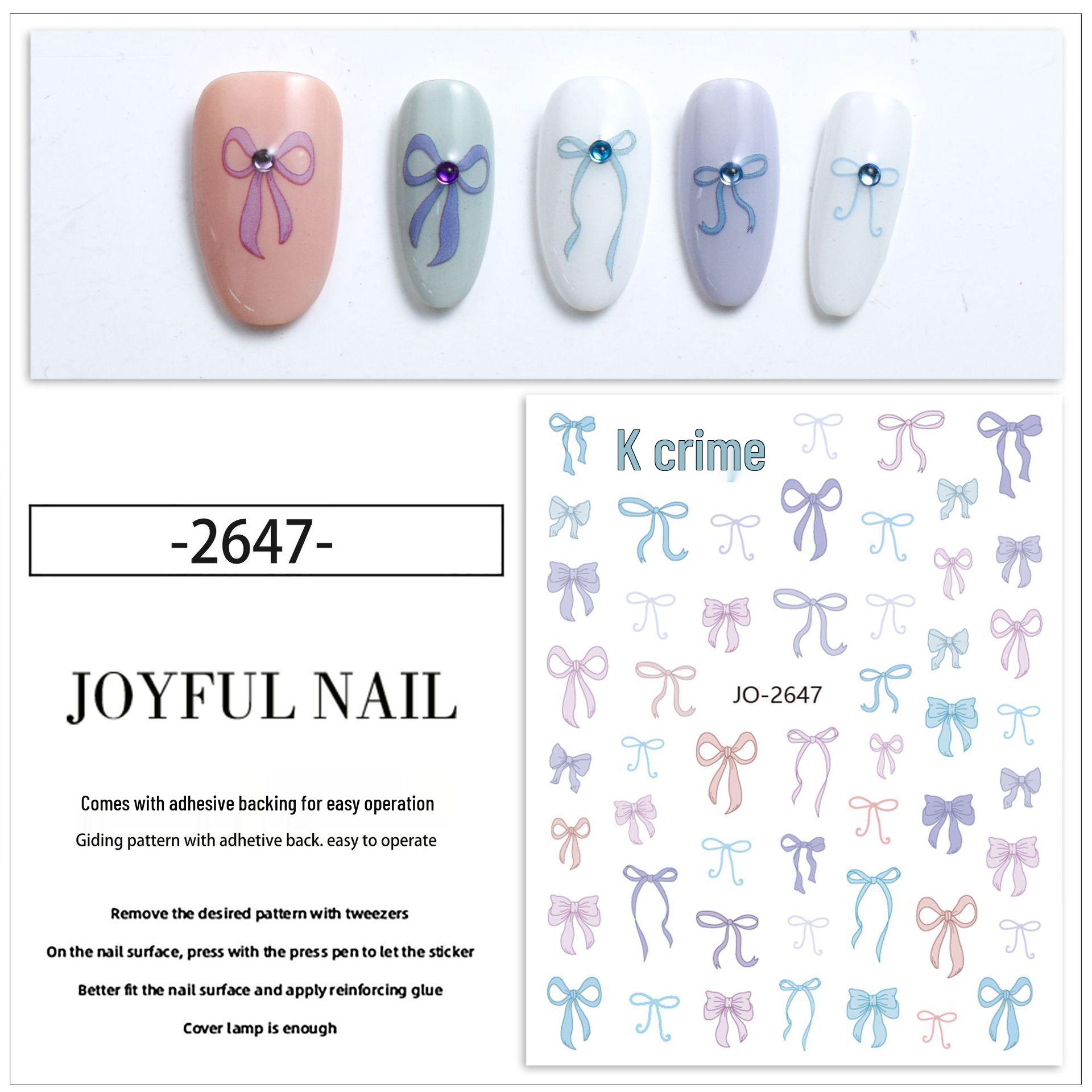 

Colorful Macaron Pink Bow Tie Nail Stickers & Decals