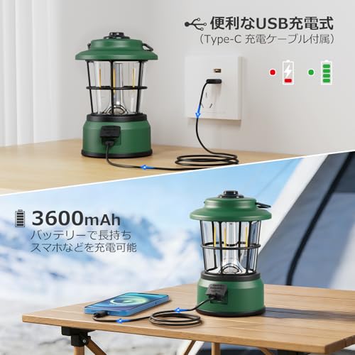 Lepro Lantern, USB Rechargeable, Retro LED Lantern, Stylish Camping Lantern with Antique Style, Solo Camping [High Brightness, Daylight/Warm White Swi