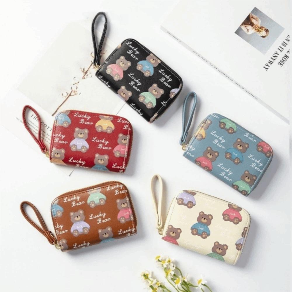 Portable Mini Bear Card Bag Multi Slot Lightweight Card Wallet PU Leather Credit Card Holder Bank ID Card Storage