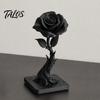Talos 3D Printed Black Rose Statue Ornament, Gothic Dark Style Figurine, Artistic Flame Base Flower Decor, Exquisite Decoration for Home Office