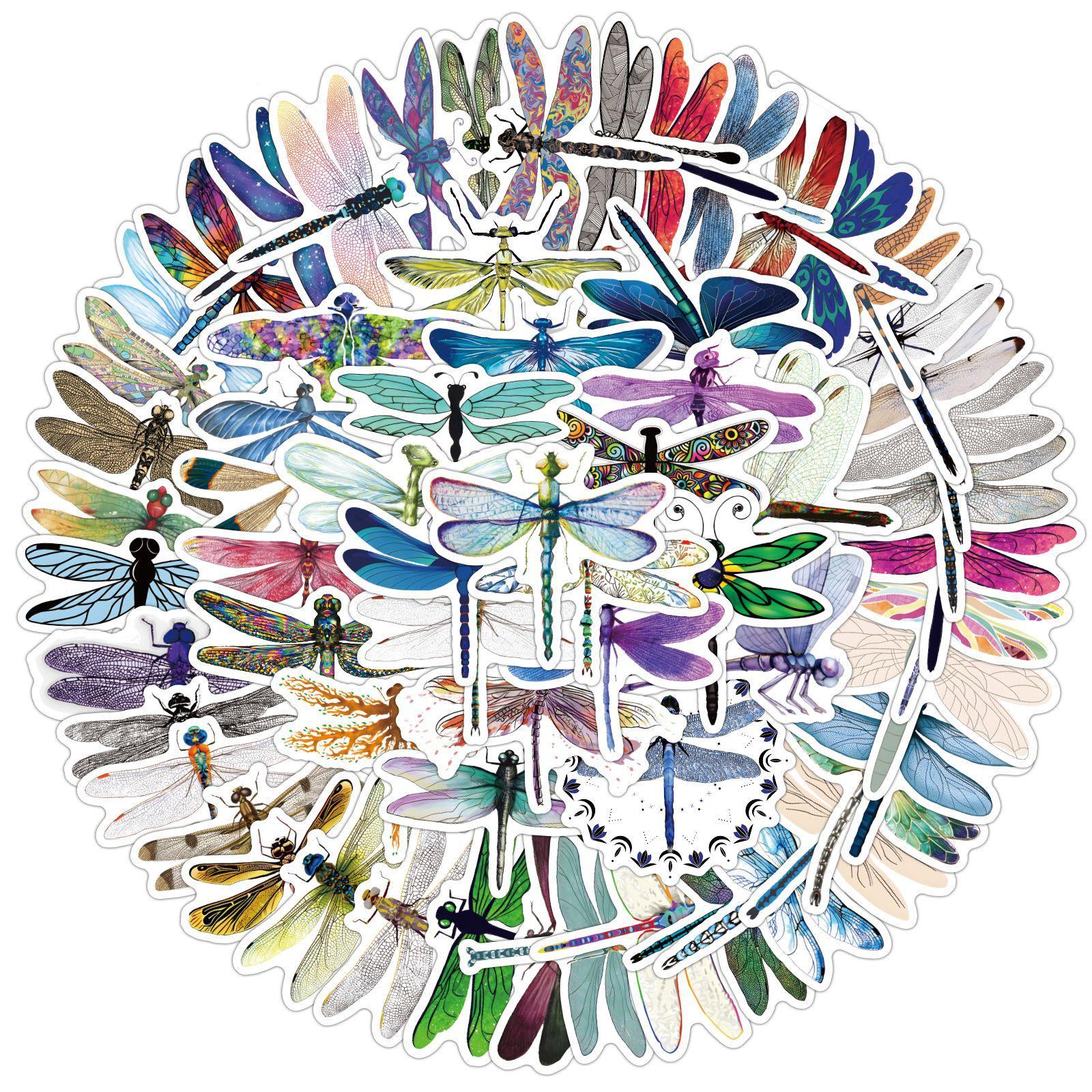 

100 Красочных Стрекоз Мультяшные Насекомые Дудл Наклейки Чемодан Блокнот Персонализированные Наклейки