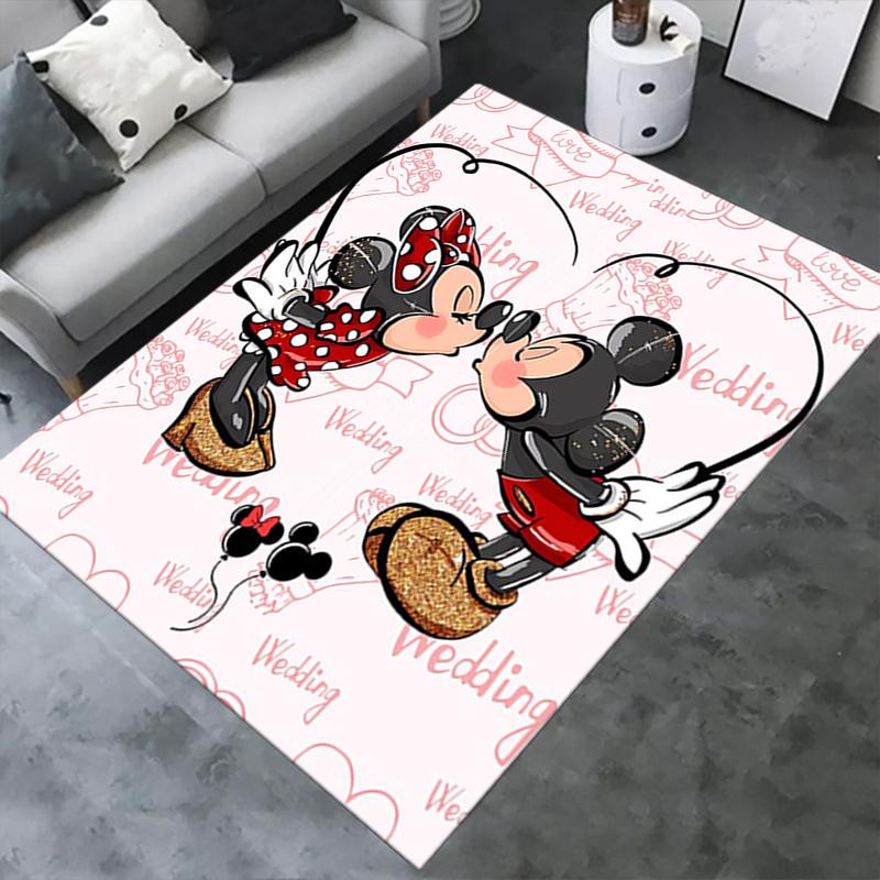 Office Rug Mickey Mouse, Minnie Mouse theme 3D Printed Anti-Slip Rug-Machine Washable for Living Room