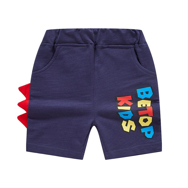 Trendy Children's Pants Summer Boys' Pants Summer Casual Pants Children's Cartoon Letter Shorts Pure Cotton Boys' Mid-Length Pants