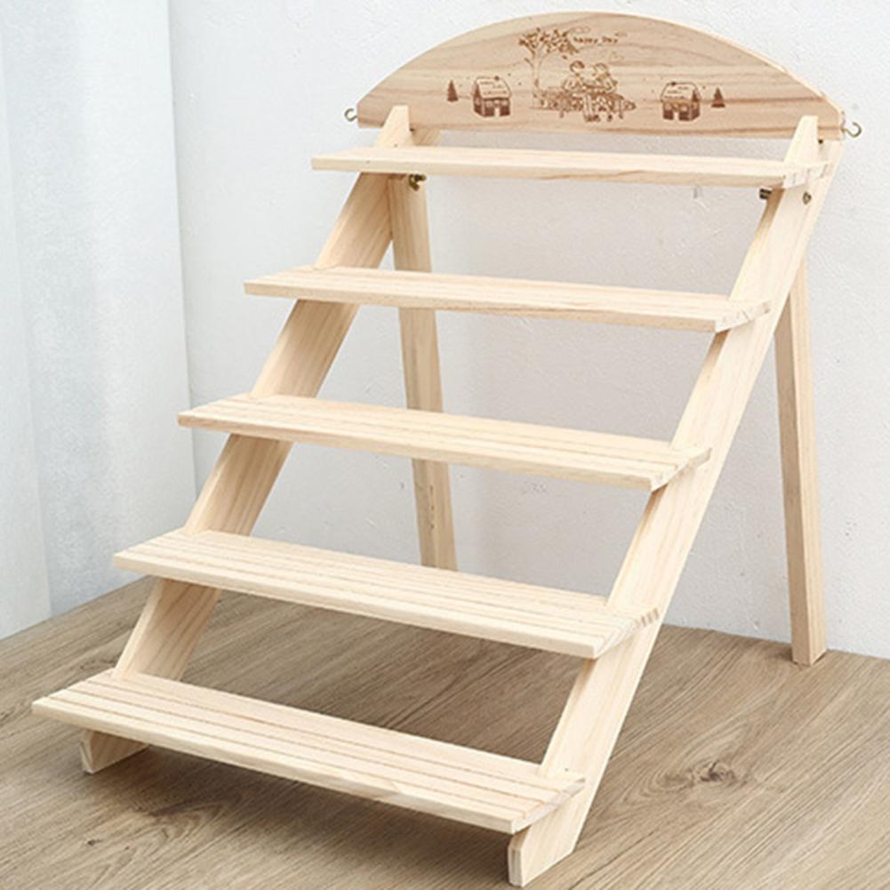 Desktop Storage Organizer Wooden Multi-layer Desktop Storage Rack with Smooth Edge Design Stable Construction Plant for Home