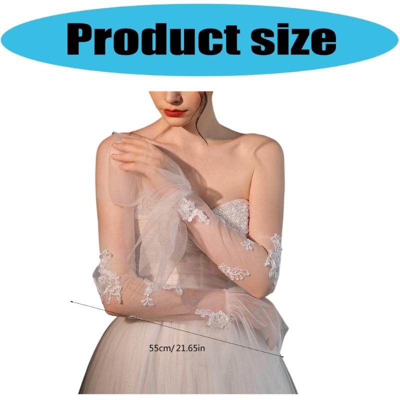 Stylish Flared Arm Sleeves Sheer Gloves for Bride Wedding Ceremony Elegant Arm Covers For Evening Event Formal Occasion