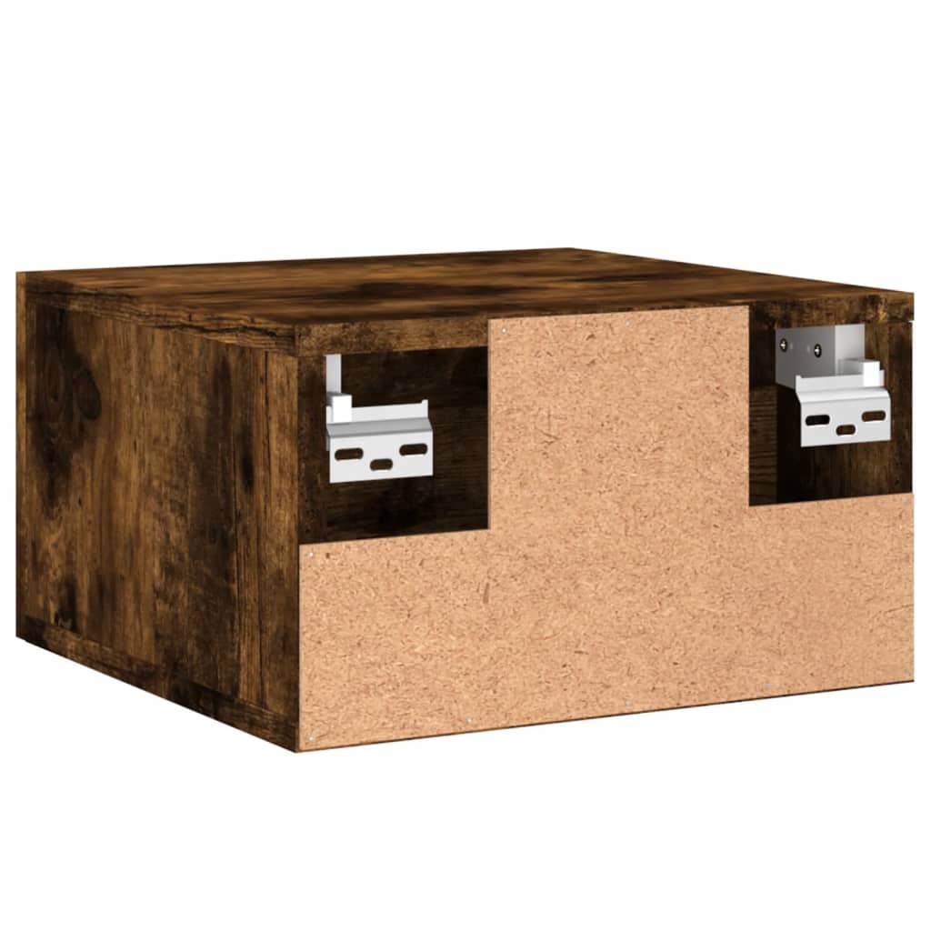 Wall Mounted Nightstands Set of 2 Smoked Oak Finish 35 x 35 x 20 cm