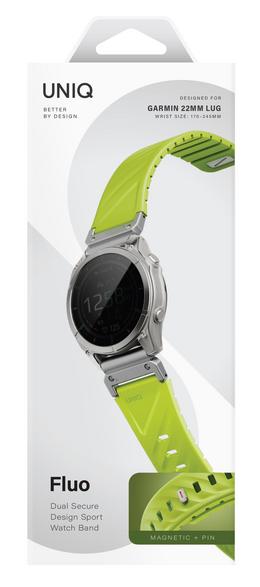 Uniq fluo magnetic strap for garmin quick release 22mm and quickfit lime