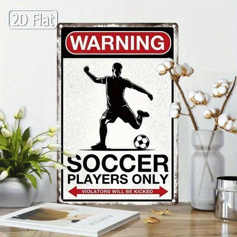 Metal Football Warning Sign Wall Art Decor