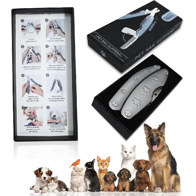Heavy Duty Dog Nail Clipper for Large Dog Thick Nail, 3in1 Professional Dog Nail Trimmer Sharp Blade