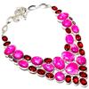 Pink Moonstone, Garnet Gemstone 925 Sterling Silver Jewelry Necklace 18" SU-9762