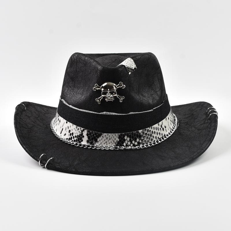 Handmade Upturned Brim Western Cowboy Hats For Men Women Punk Style Vintage Fedora Jazz Hats Panama Cowgirl Hat